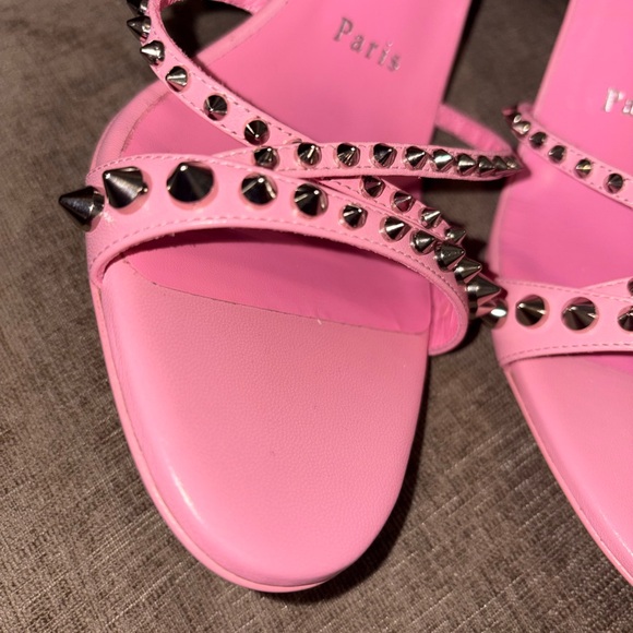 Christian Louboutin Pink Studded Slide Heels — Iconic Statement Sandals 9.5 - Picture 4 of 10